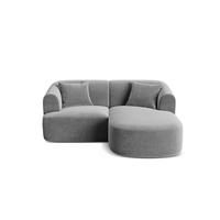 MODULARES-ECKSOFA rechts Campi aus Samt grau 3 Sitzplätze - Grau, Textil (156/180cm) - Cosmopolitan Design