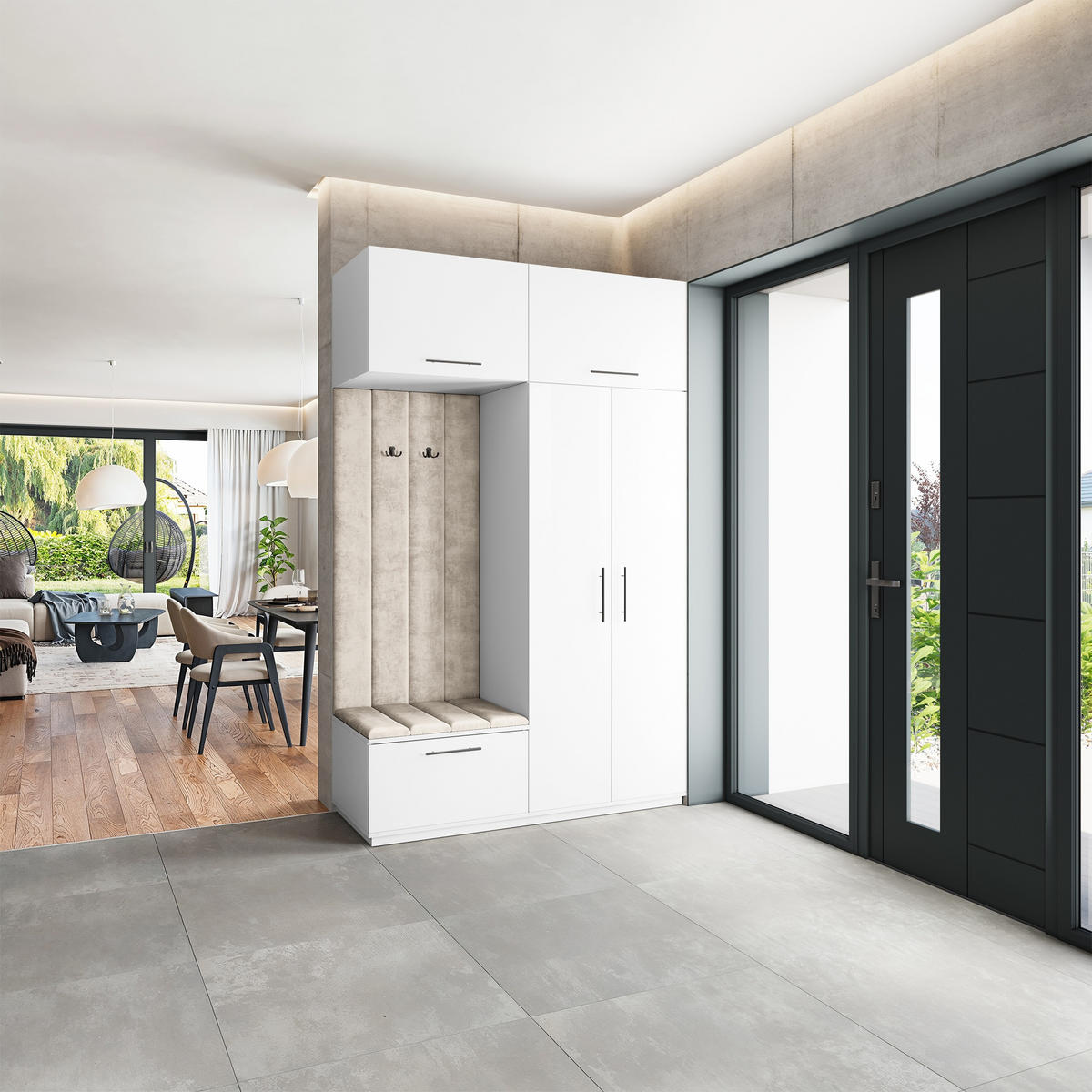 GARDEROBENSCHRANK REMA 150/240/60 cm Modern Weiß - Weiß, Holzwerkstoff (150/240/60cm) - MASSENO