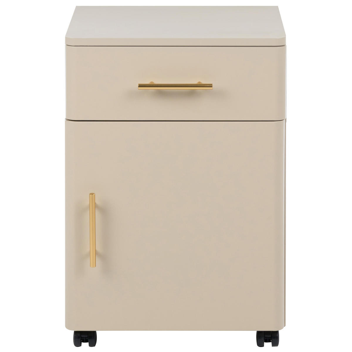 NACHTTISCH mit 1 Schublade Metall Beige Ombura - Beige, Metall (40/45/65cm) - Beliani