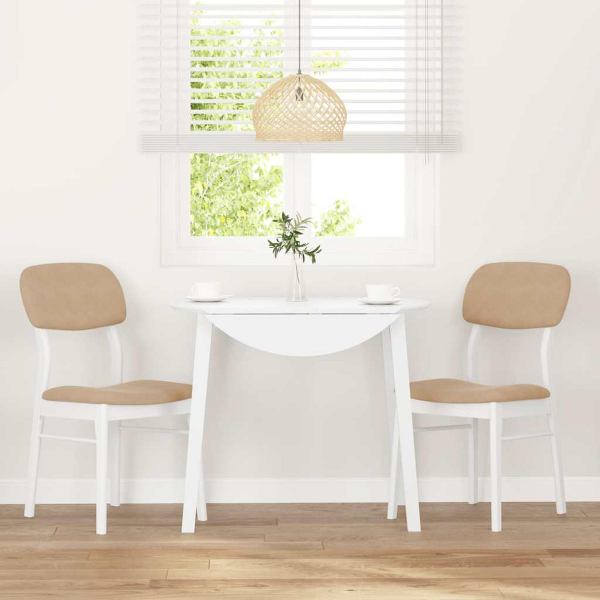 ESSZIMMERSTÜHLE mit Kissen 2 Stk. Weiß Massivholz Gummibaum 45*56*86.5cm - Weiß/Braun, Holz (45/86.5/56cm) - ZMH