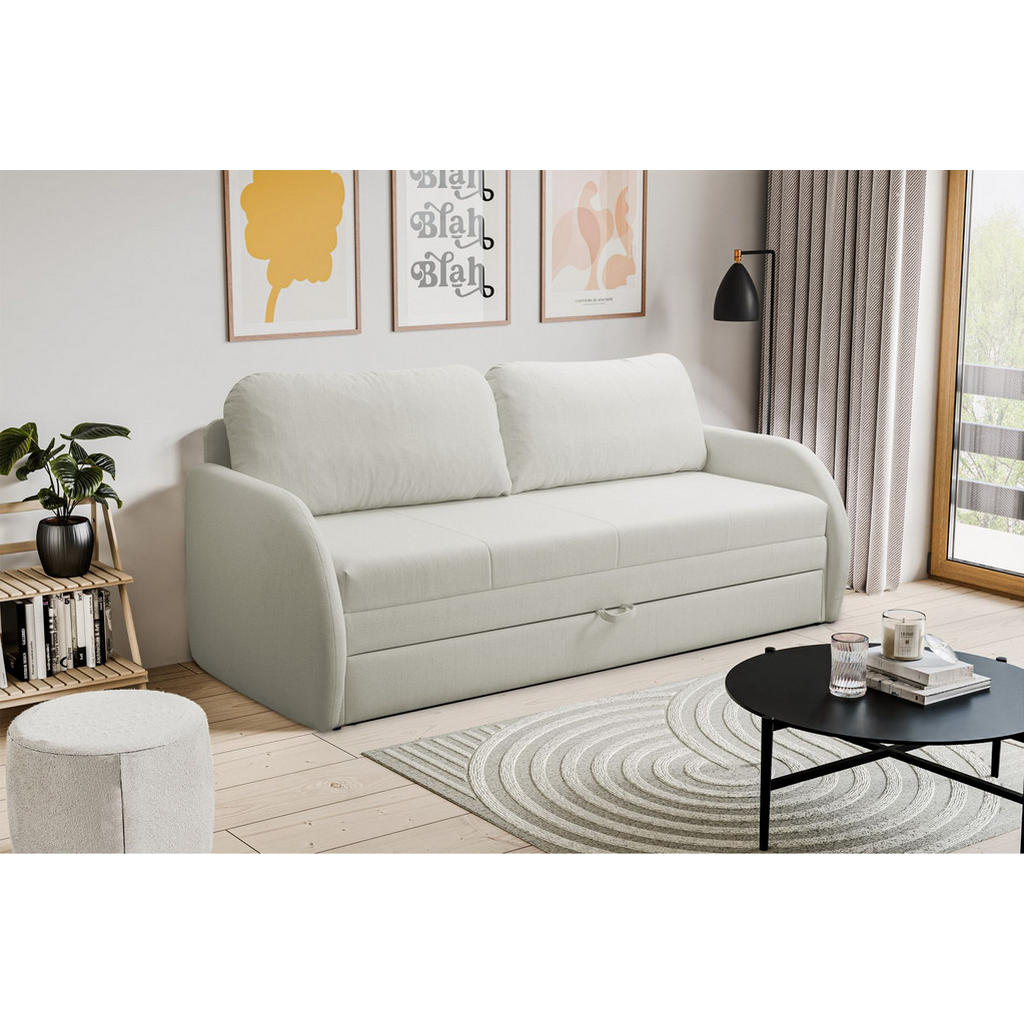Thumbnail - Selsey Schlafsofa, Creme, Textil, 3-Sitzer, Rechteckig, 221x90x91 cm, Wohnzimmer, Sofas & Couches, Schlafsofas