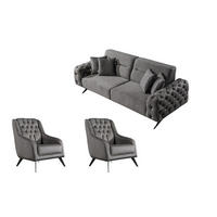 SITZGARNITUR Cuba Creme Stellvariante:3+1+1 - Grau, Holz (230/85/100cm) - Villa Möbel