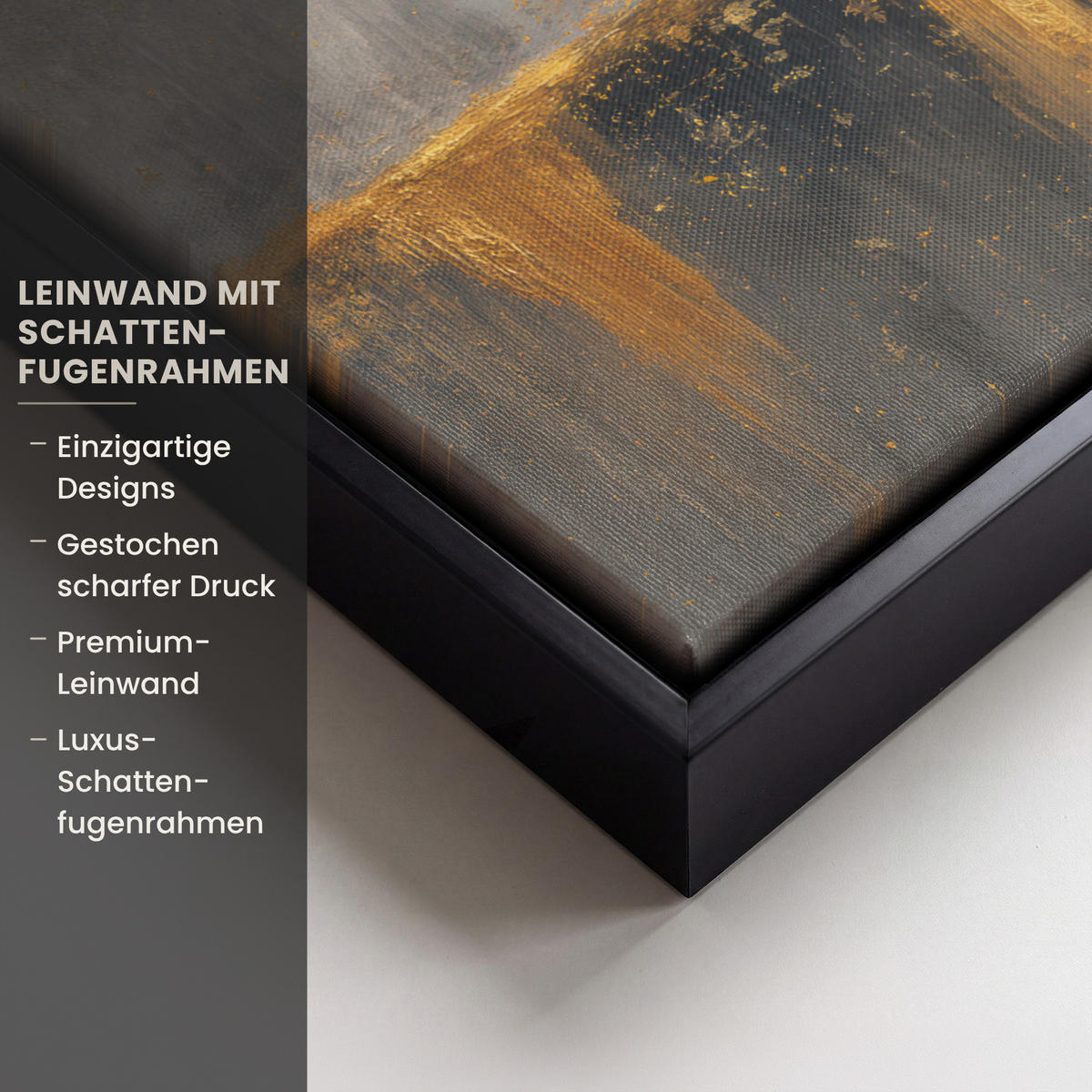 LEINWAND Bilder mit Rahmen - Baum - Blätter - Gold - Abstrakt - 30x40 - Grau, Textil (30/40cm) - MuchoWow