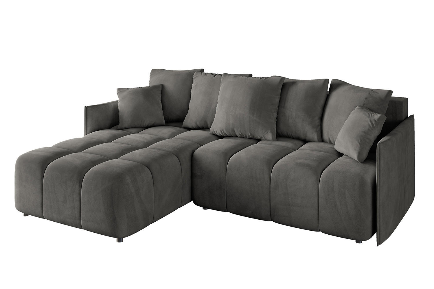 ECKSOFA Ottomane links LONLI-L 251x189x68 Anthrazit Velours - Anthrazit, Holzwerkstoff/Kunststoff (251/189cm) - ALTDECOR