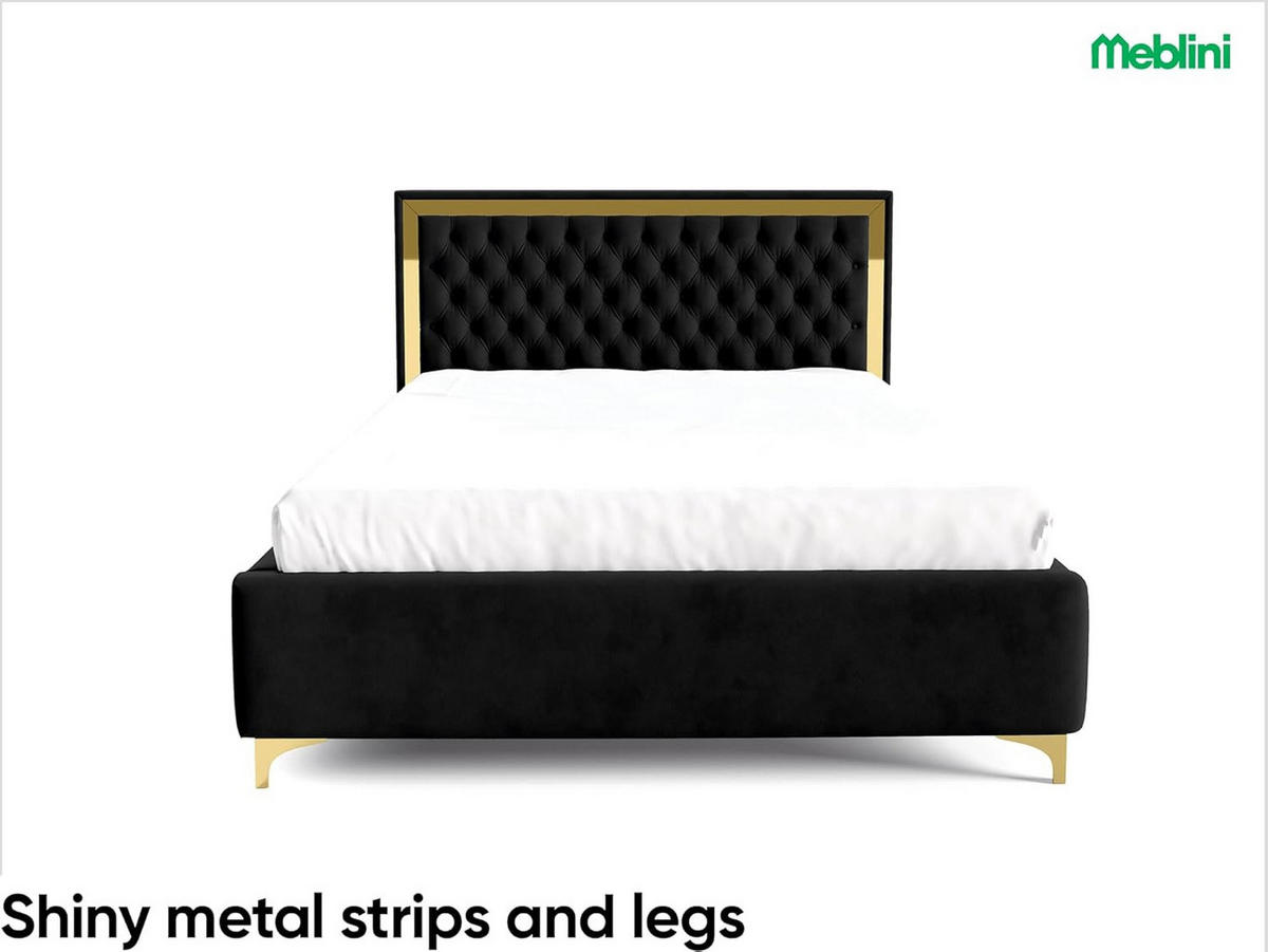 POLSTERBETT ARONA - Schwarz, Textil (120/200cm) - Meblini