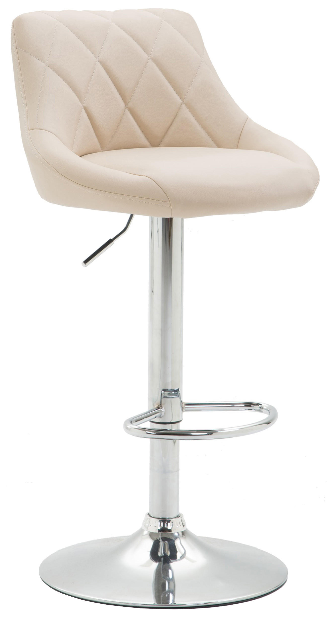 BARHOCKER Lederlook creme - Chromfarben/Creme, Textil/Metall (46/83/49cm) - CLP