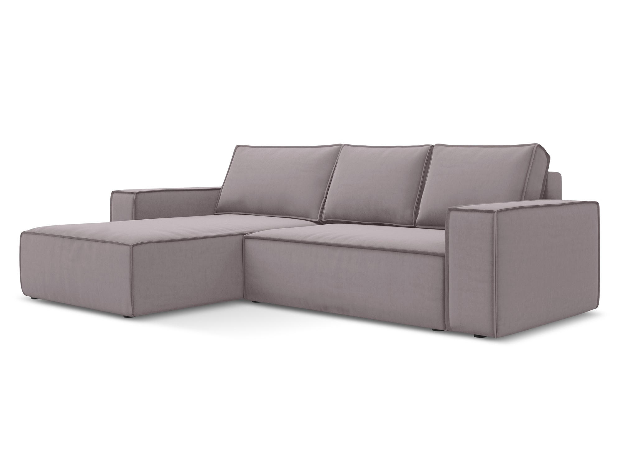 ECKSOFA mit Schlaffunktion Samt Stoff Violett - Lila/Flieder, Kunststoff/Textil (185/290cm) - Makamii