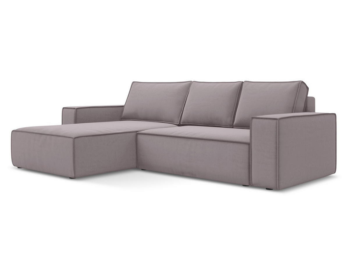 ECKSOFA mit Schlaffunktion Samt Stoff Violett - Lila/Flieder, Kunststoff/Textil (185/290cm) - Makamii