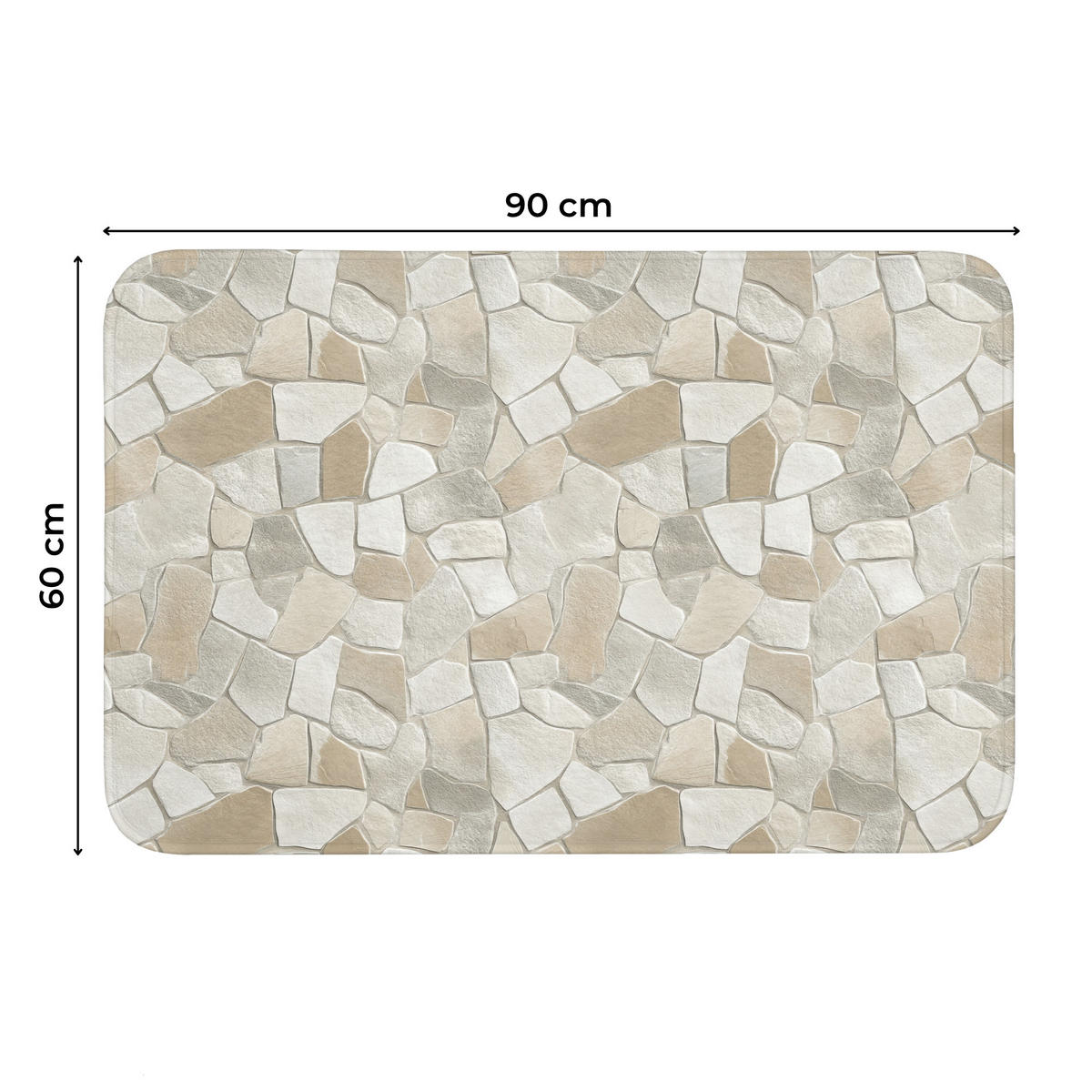 WC-VORLEGER Mosaik - Steine - Beige Toilettenteppich 90x60 cm - Beige, Kunststoff/Textil (90/1cm) - OnlyWow