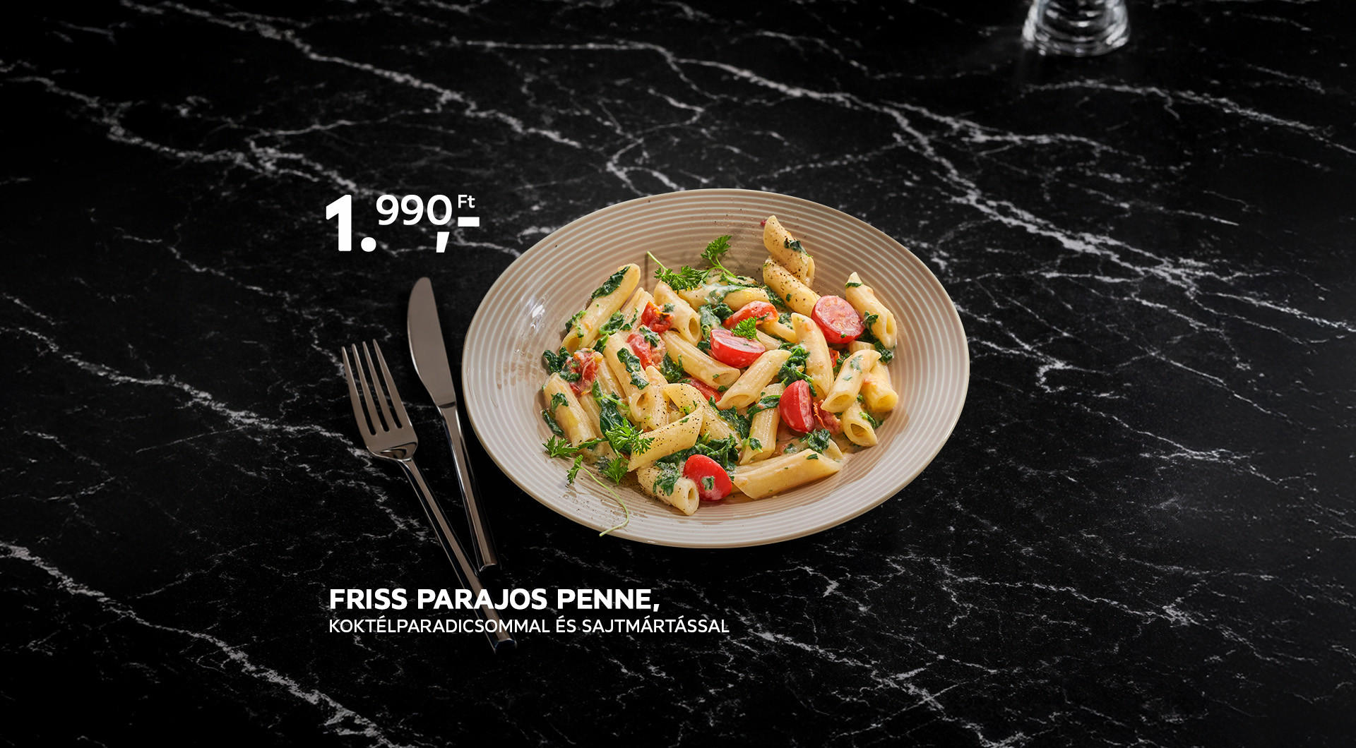 Júliusi éttermi ajánlat, Friss Pparajos penne