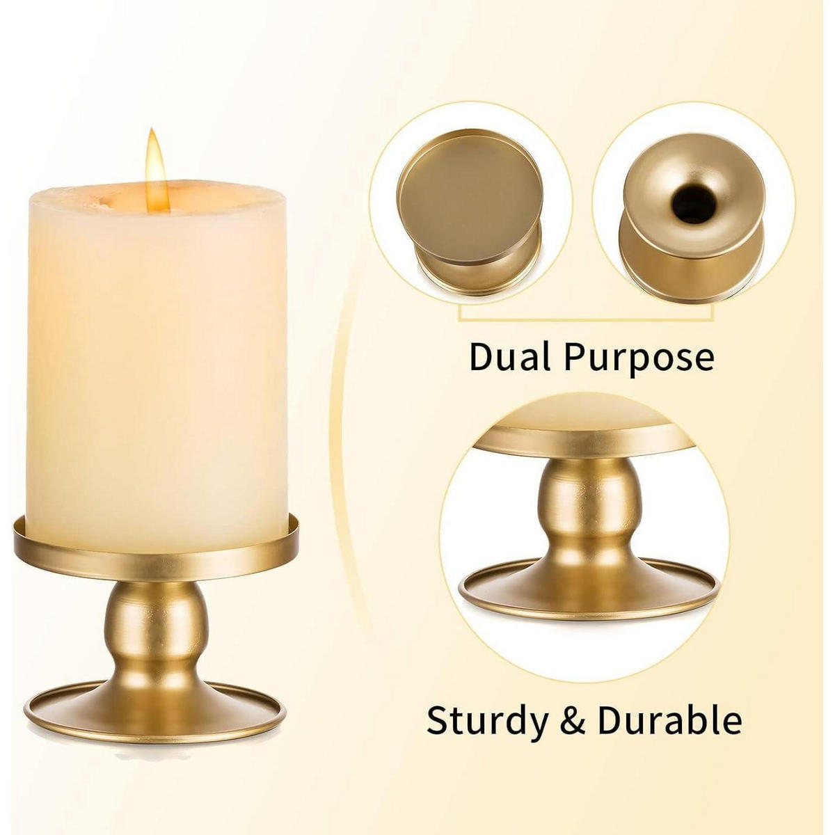 KERZENSTÄNDER 4er Set Metall Gold - Goldfarben, Metall (5/5/20cm)