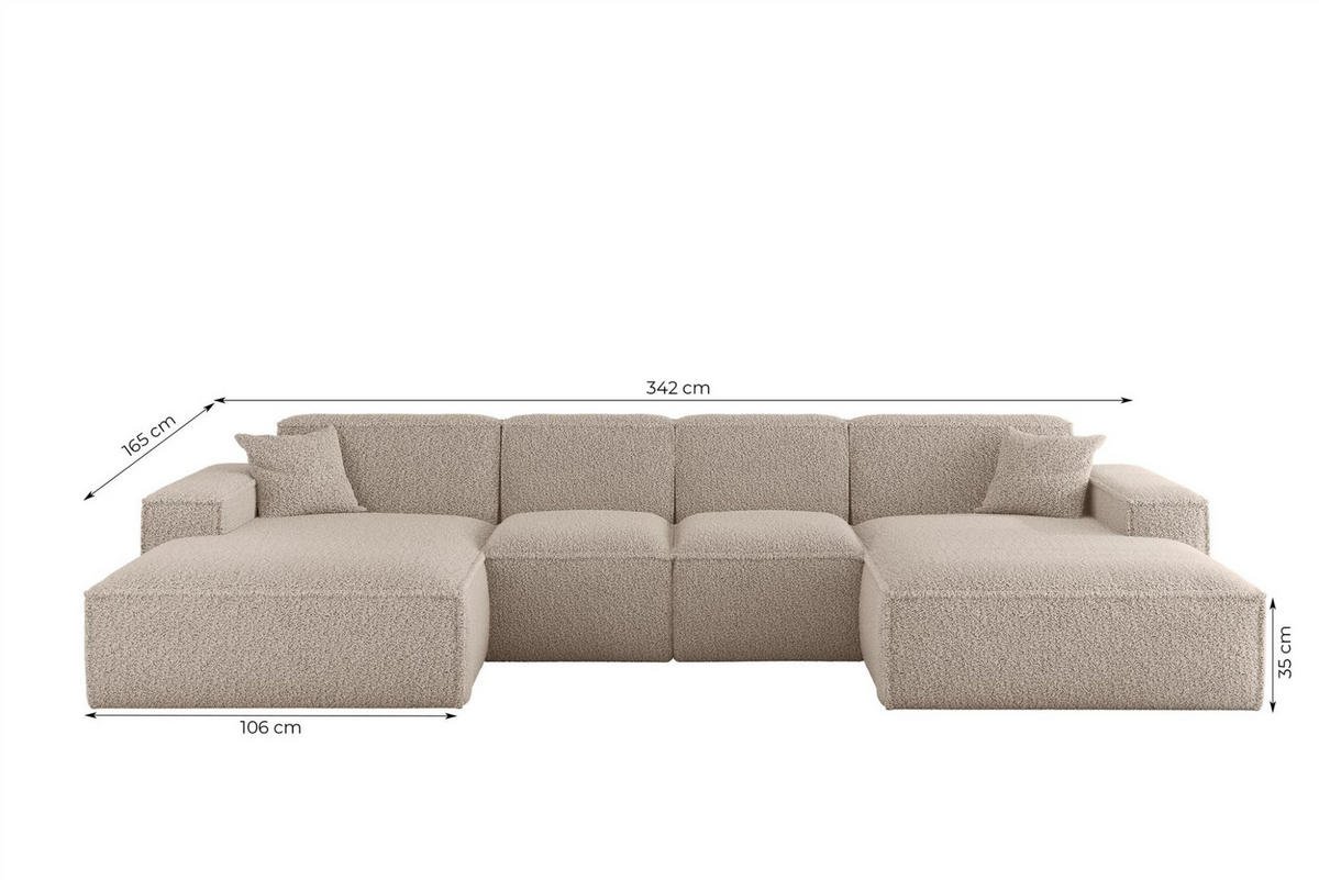 WOHNLANDSCHAFT Celes Premium Xs Sven - Rotbraun, Holzwerkstoff/Textil (342/73/165cm) - Fun Möbel