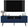 TV-SCHRANK Elpis Marineblau Matt mit Metallbeine Glamour 150 cm - Blau/Schwarz, Holzwerkstoff/Metall (150/60.5/36.5cm) - Meble Lindner