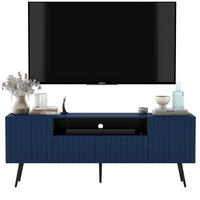 TV-SCHRANK Elpis Marineblau Matt mit Metallbeine Glamour 150 cm - Blau/Schwarz, Holzwerkstoff/Metall (150/60.5/36.5cm) - Meble Lindner