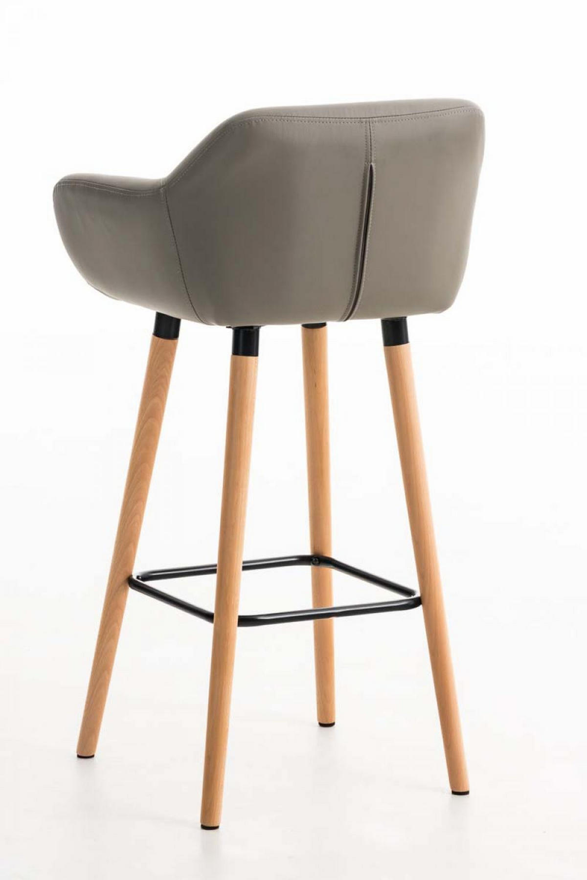 BARHOCKER Lederlook Taupe - Taupe/Eukalyptusholzfarben, Holz/Textil (55/99/46cm) - CLP