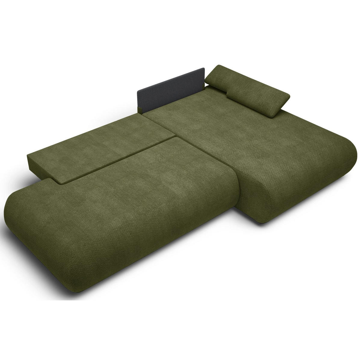 ECKSOFA Armone Olivgrün Chenille - Schwarz/Olivgrün, Kunststoff/Textil (173.5/286cm) - Selsey