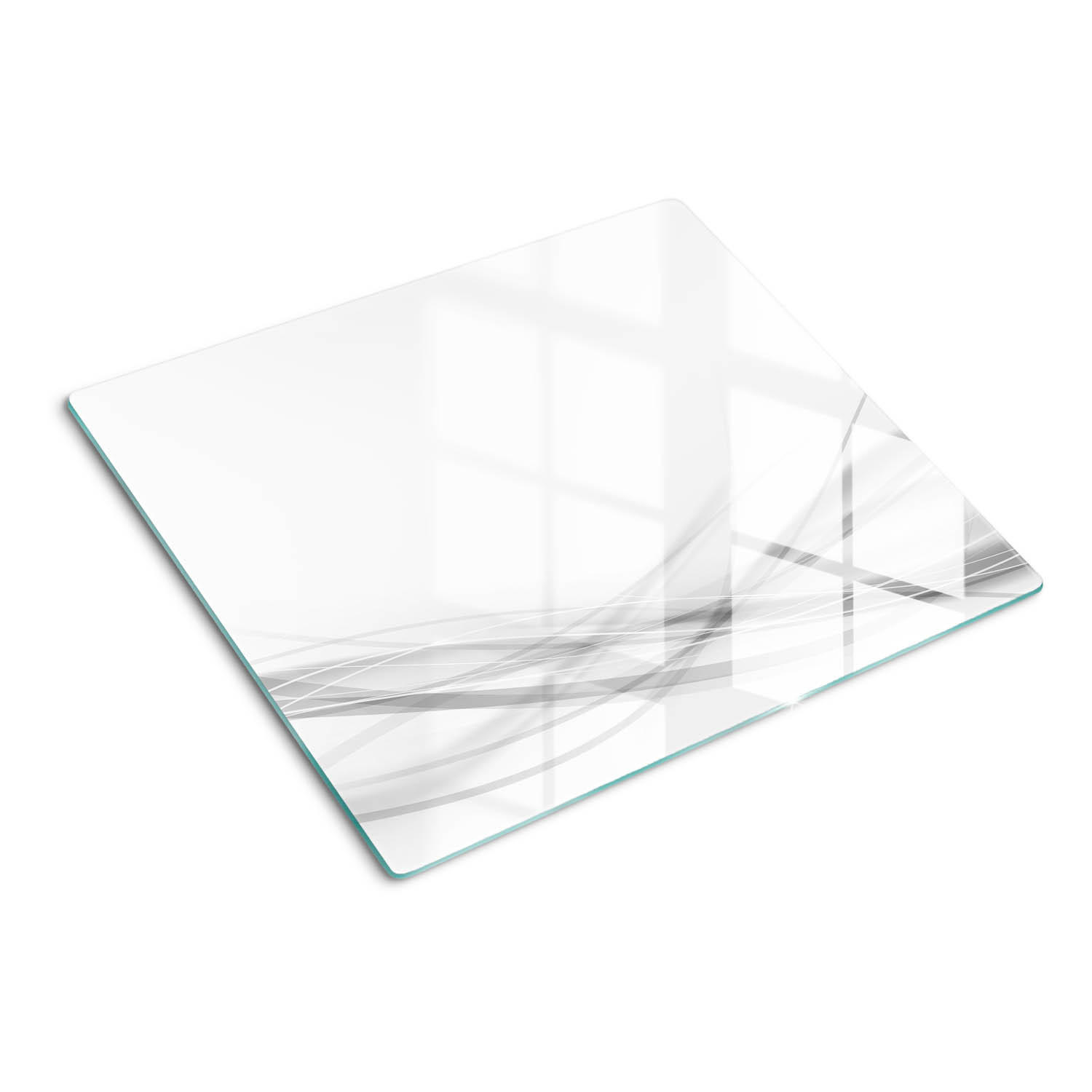 GLASPLATTE 60x52 cm Abstrakte Wellen - Weiß, Glas (60/0.4/52cm) - TULUP