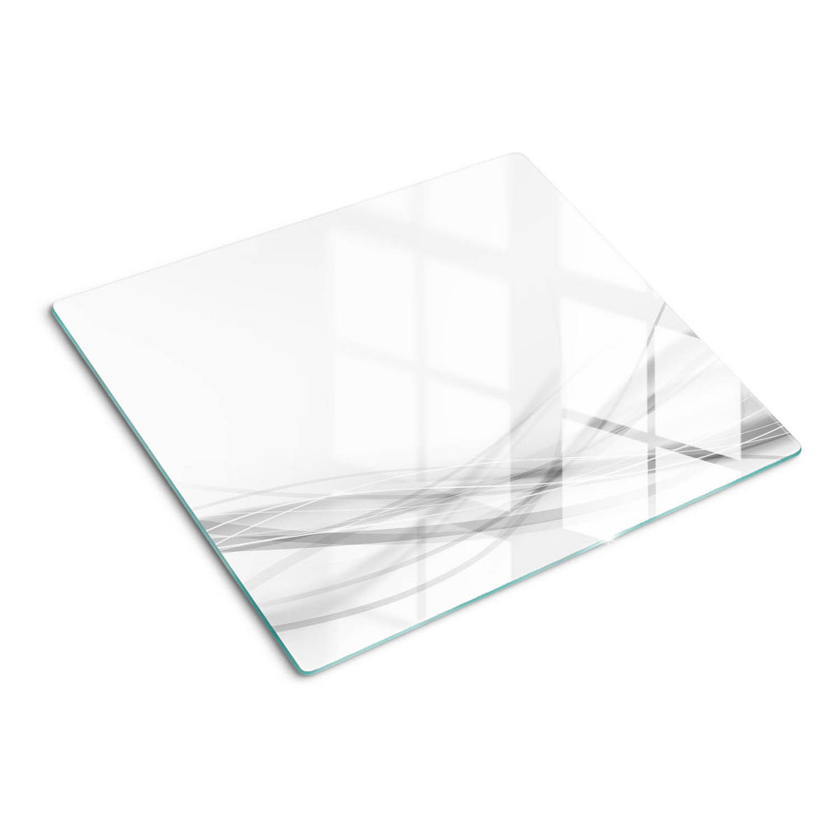 GLASPLATTE 60x52 cm Abstrakte Wellen - Weiß, Glas (60/0.4/52cm) - TULUP