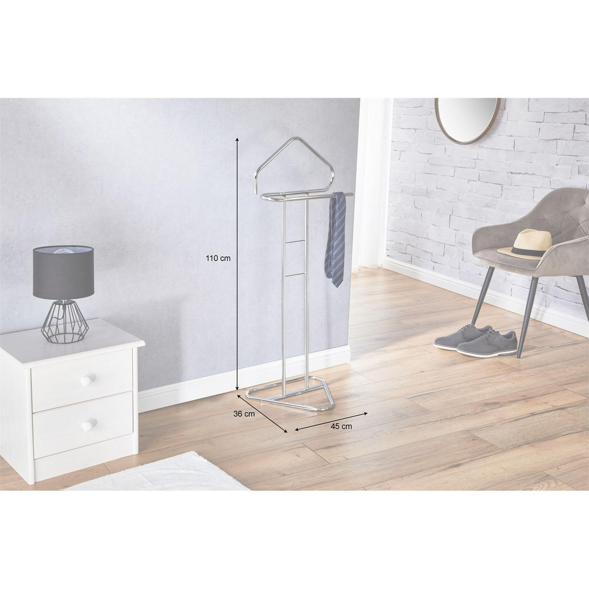 HERRENDIENER CAMILO chrom - Chromfarben, Metall (45/107/36cm) - IDIMEX