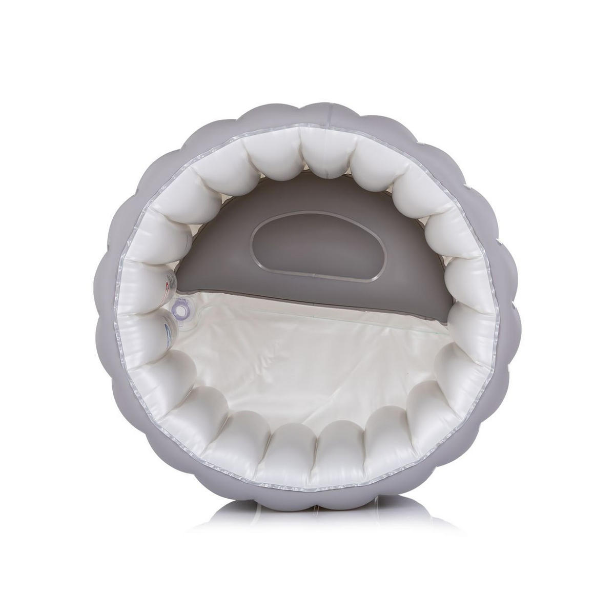 BABYBADEWANNE Bubble Nest grau aufblasbar, rund, Sitz, Pumpe, Badehilfe - Grau, Kunststoff (48/59cm) - Chipolino