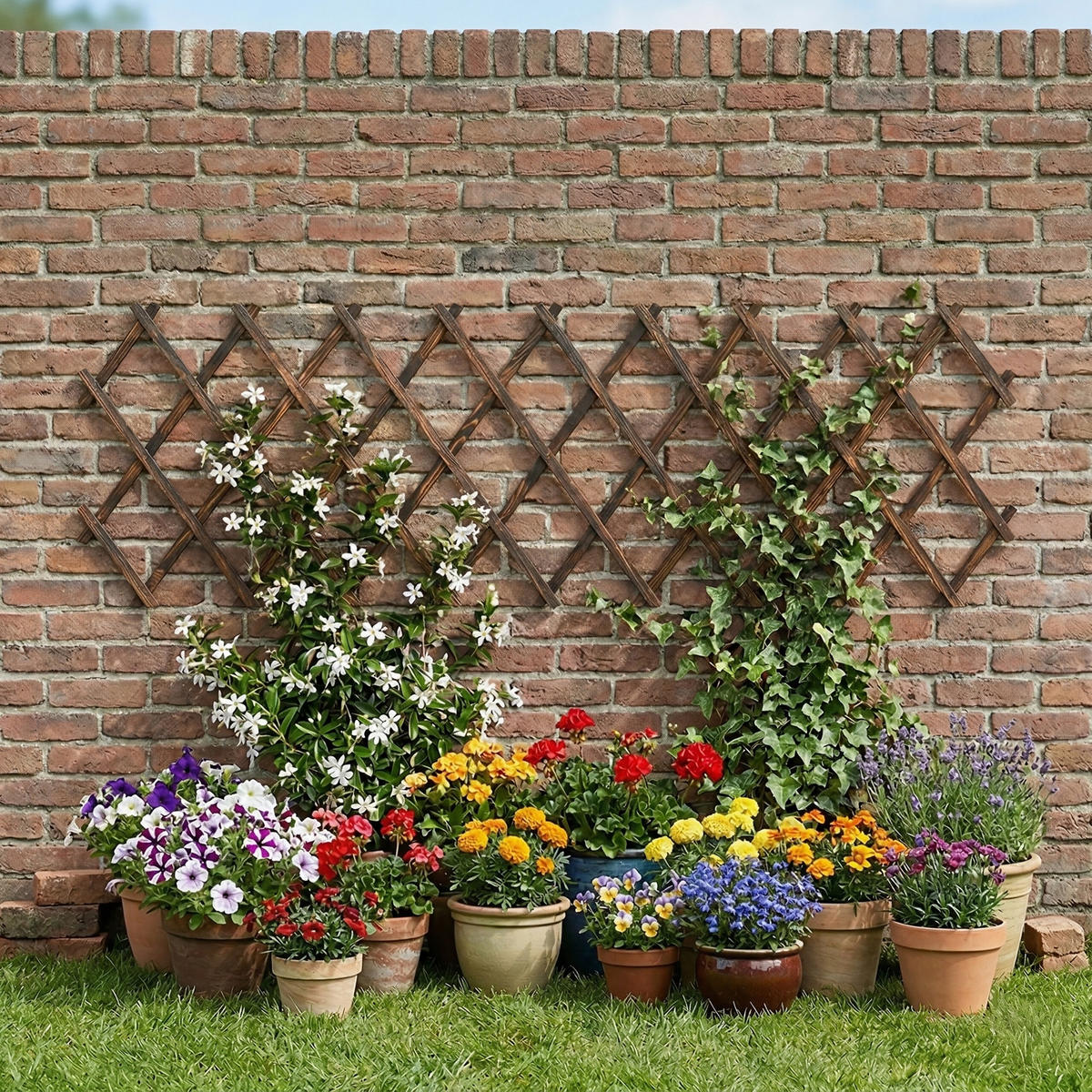 3XMŘÍŽ - hnědá, dřevo (45/270/1.5cm) - Relaxdays