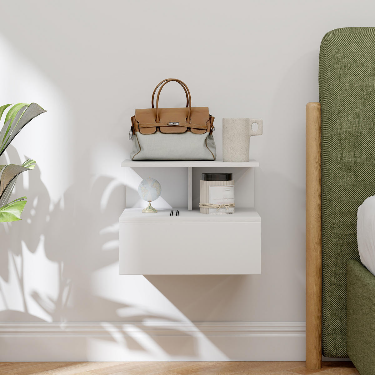 NACHTTISCH Spanplatte Weiß - Weiß, Holzwerkstoff (35/31.6/39.8cm) - HOMCOM