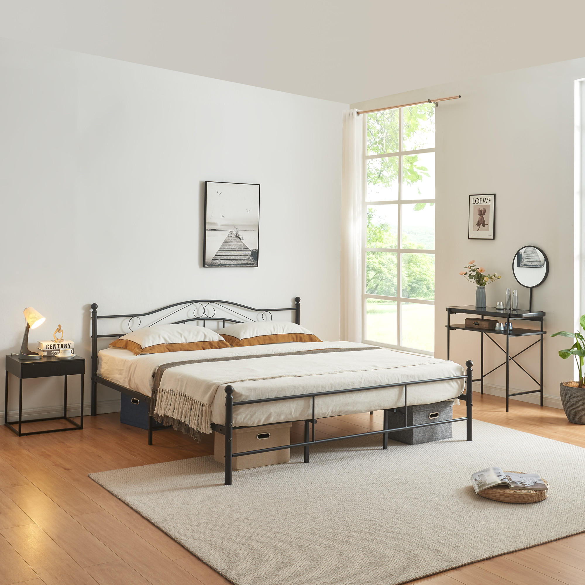 METALLBETT Florenz - Schwarz, Metall (180/200cm) - [en.casa]