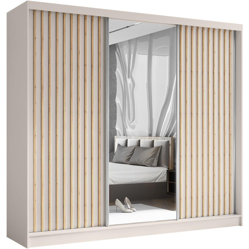 Beautysofa SKŘÍŇ s posuvnými dveřmi Helix II 240/216/61 kašmír + dub Artisan se zásuvkami