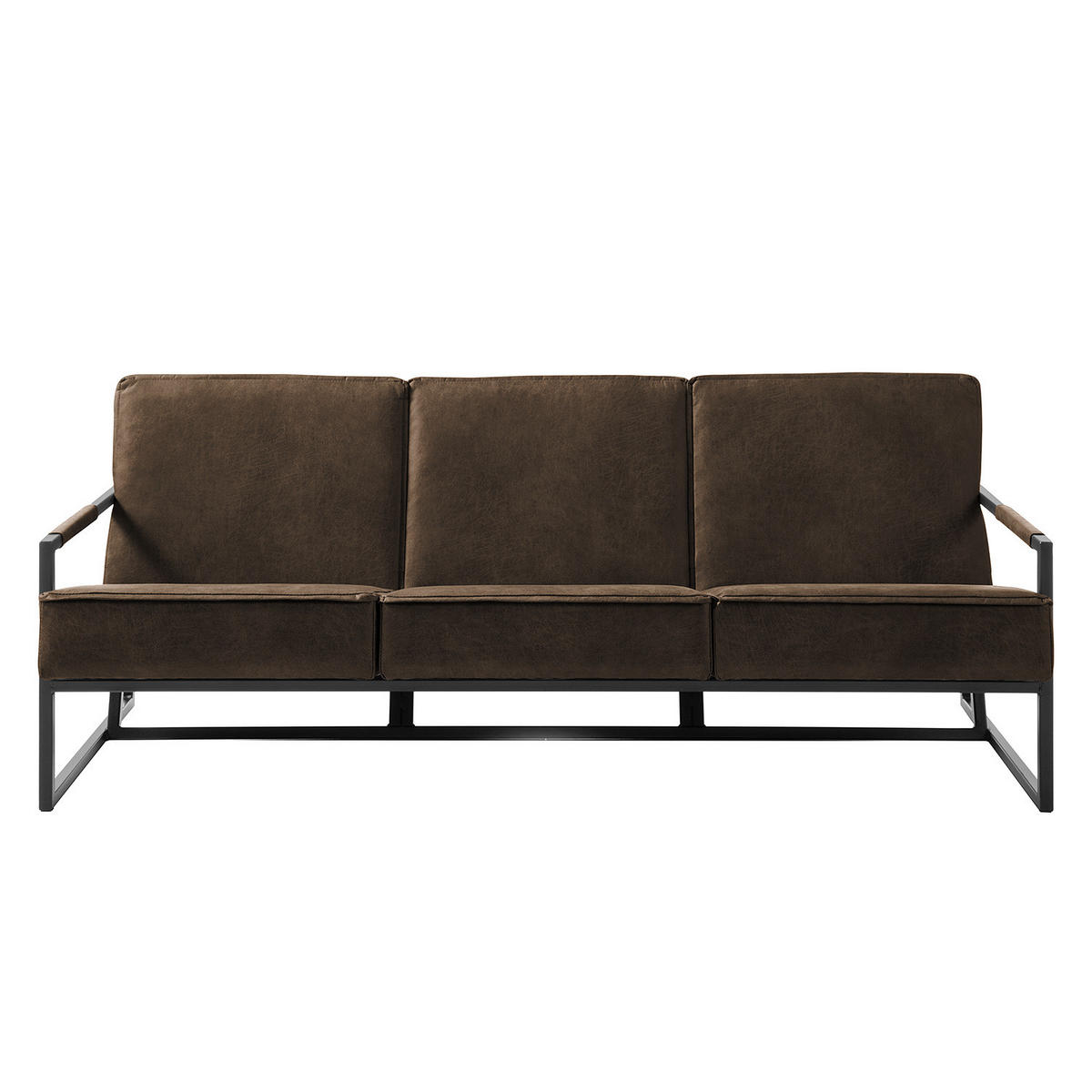 3-SITZER SOFA - Antiklederlook - Graubraun, Textil (185/74/82cm) - home24