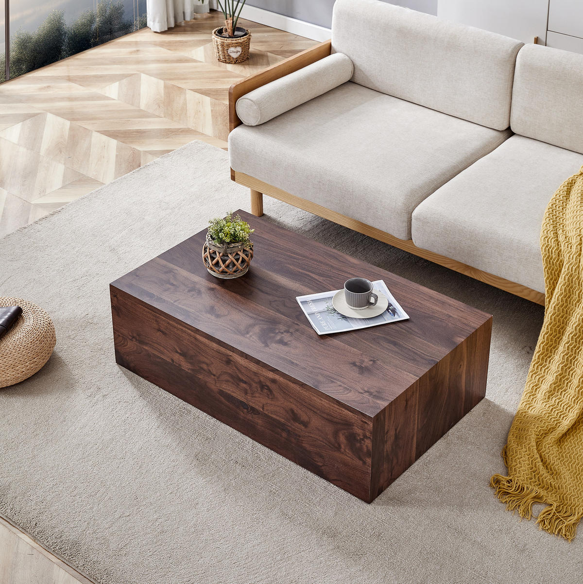 COUCHTISCH 90/50/30 cm ohne Montage, rechteckig in Nussbaum-Optik aus MDF, Walnuss - Walnussfarben, Holzwerkstoff (90/50/30cm) - Redom