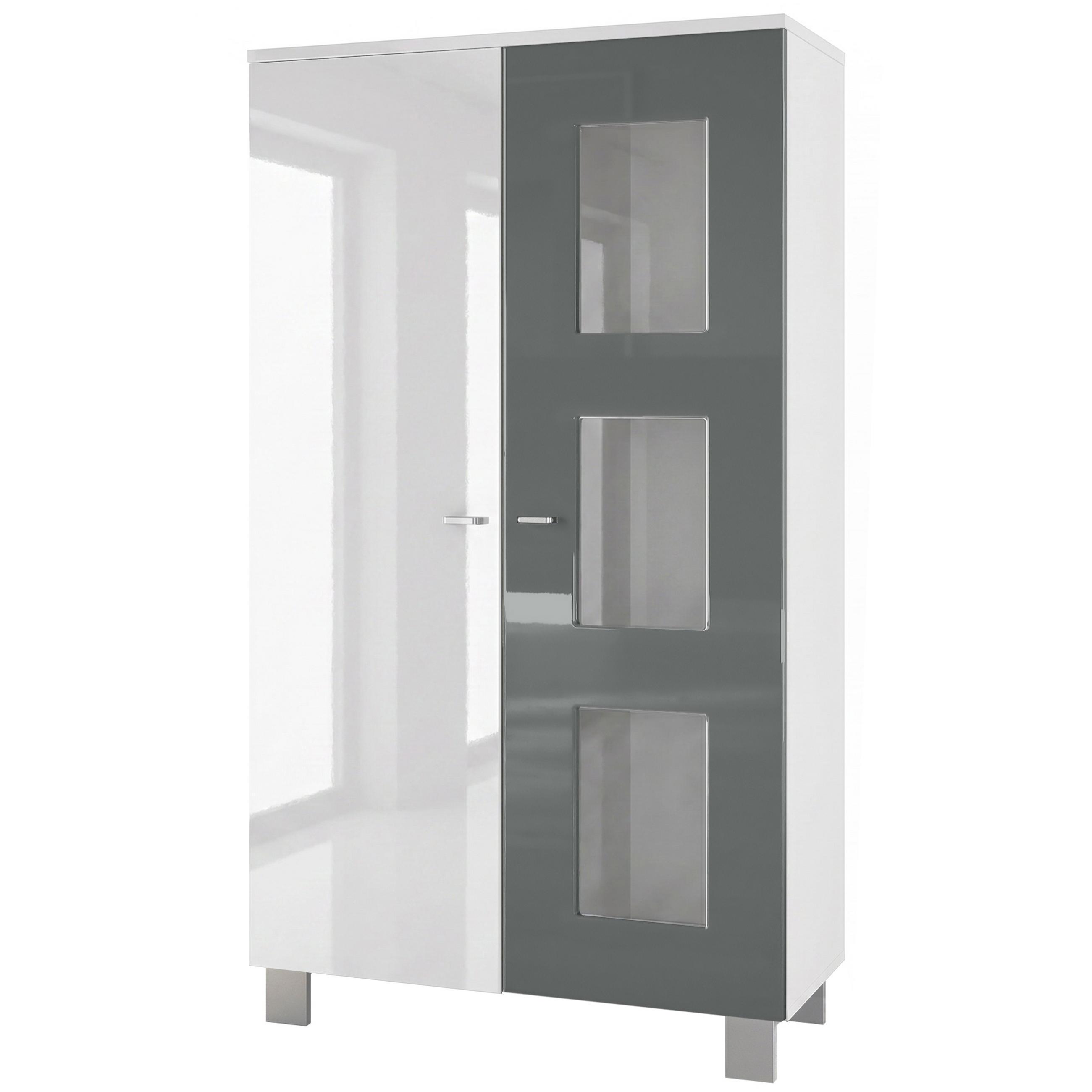 VITRINE Denjo Tür in Grau Hochglanz - Grau, Holzwerkstoff (71/129/35cm) - Vladon