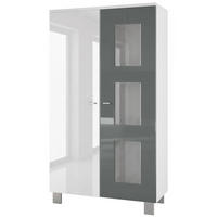 VITRINA Denjo Bijela mat / Bijela visoki sjaj / Siva visoki sjaj (71 x 129 x 35 cm) - siva, drvni materijal (71/129/35cm) - Vladon
