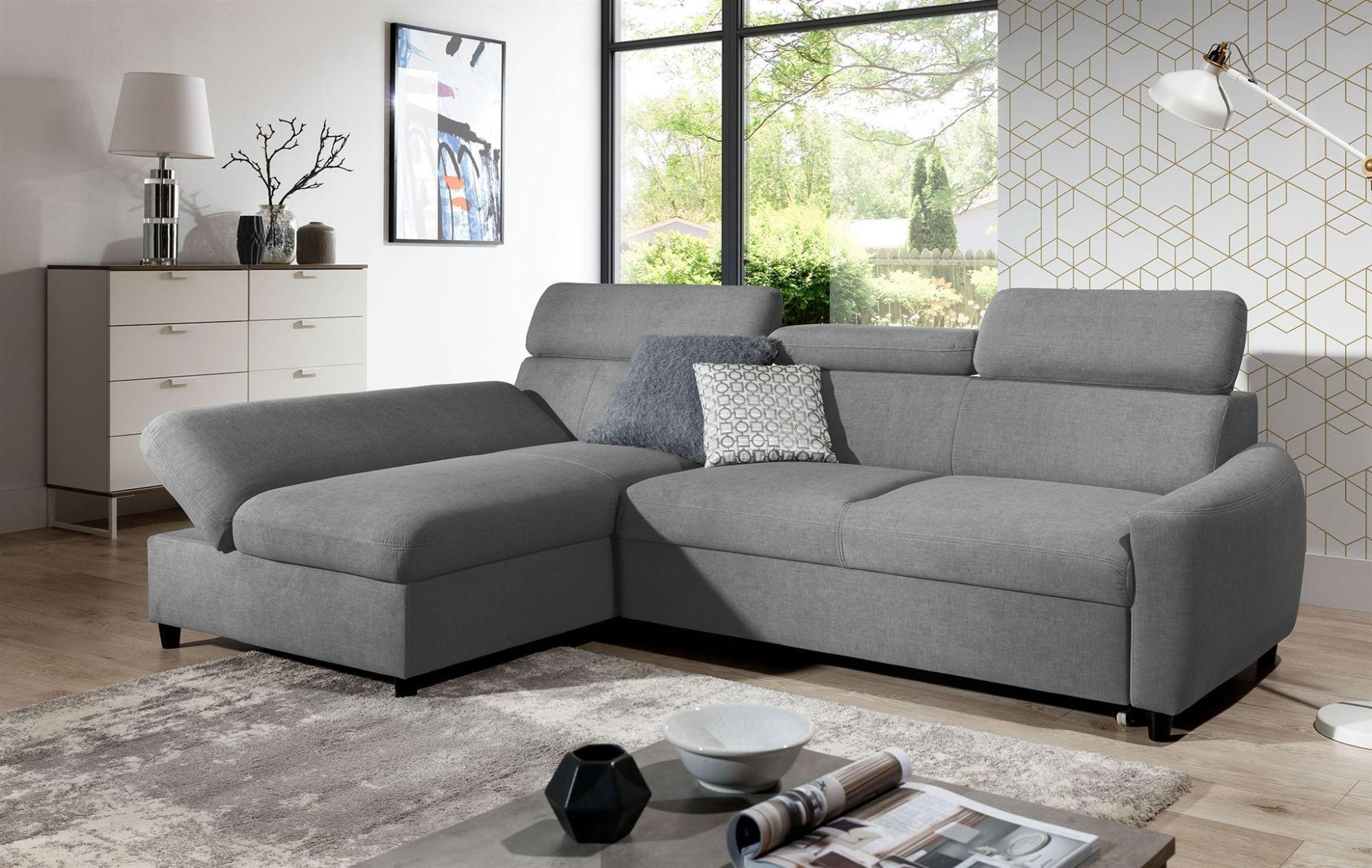 ECKSOFA Schlafsofa Anton Xs In Esito - Grau, Holzwerkstoff/Textil (260/170cm) - Fun Möbel