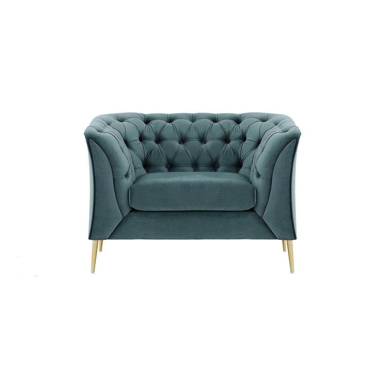 SESSEL Chesterfield Modern-Velluto 12 - Blau, Holz/Textil (106/74/80cm)