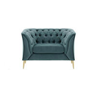 SESSEL Chesterfield Modern-Velluto 12 - Blau, Holz/Textil (106/74/80cm)