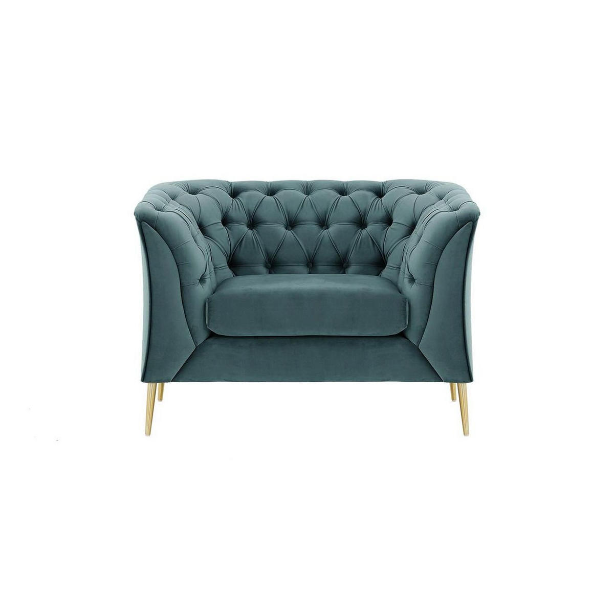 SESSEL Chesterfield Modern-Velluto 12 - Blau, Holz/Textil (106/74/80cm)