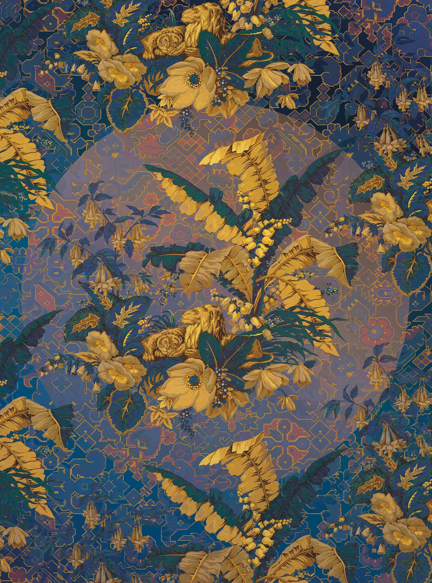 FOTOTAPETE Blätter 200 x 270 cm - Gelb, Papier (200/270cm) - Sanders & Sanders
