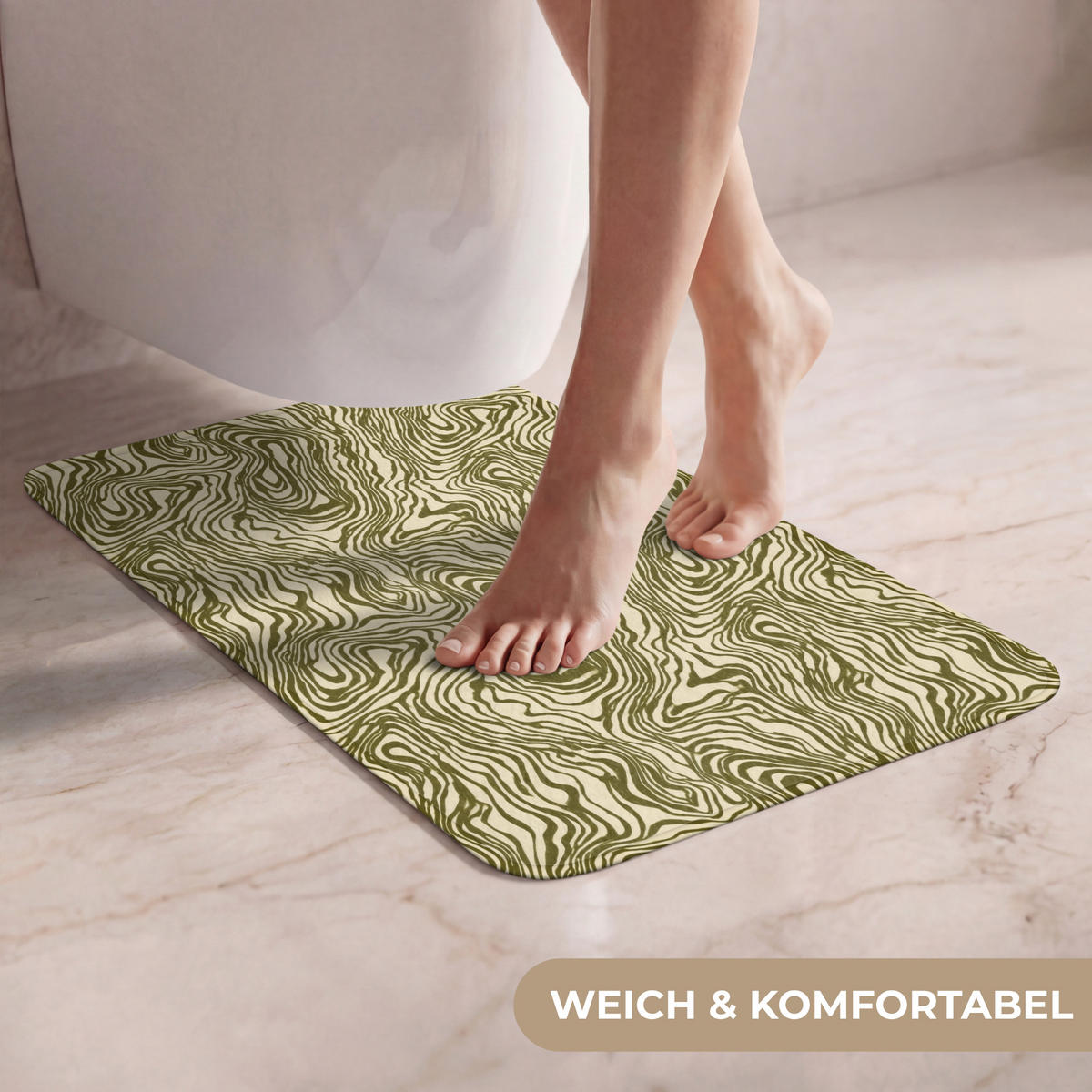 WC PŘEDLOŽKA Abstraktní - Mramor - Zelený 40x60 cm - tmavě zelená, textil/plast (40/1cm) - OnlyWow
