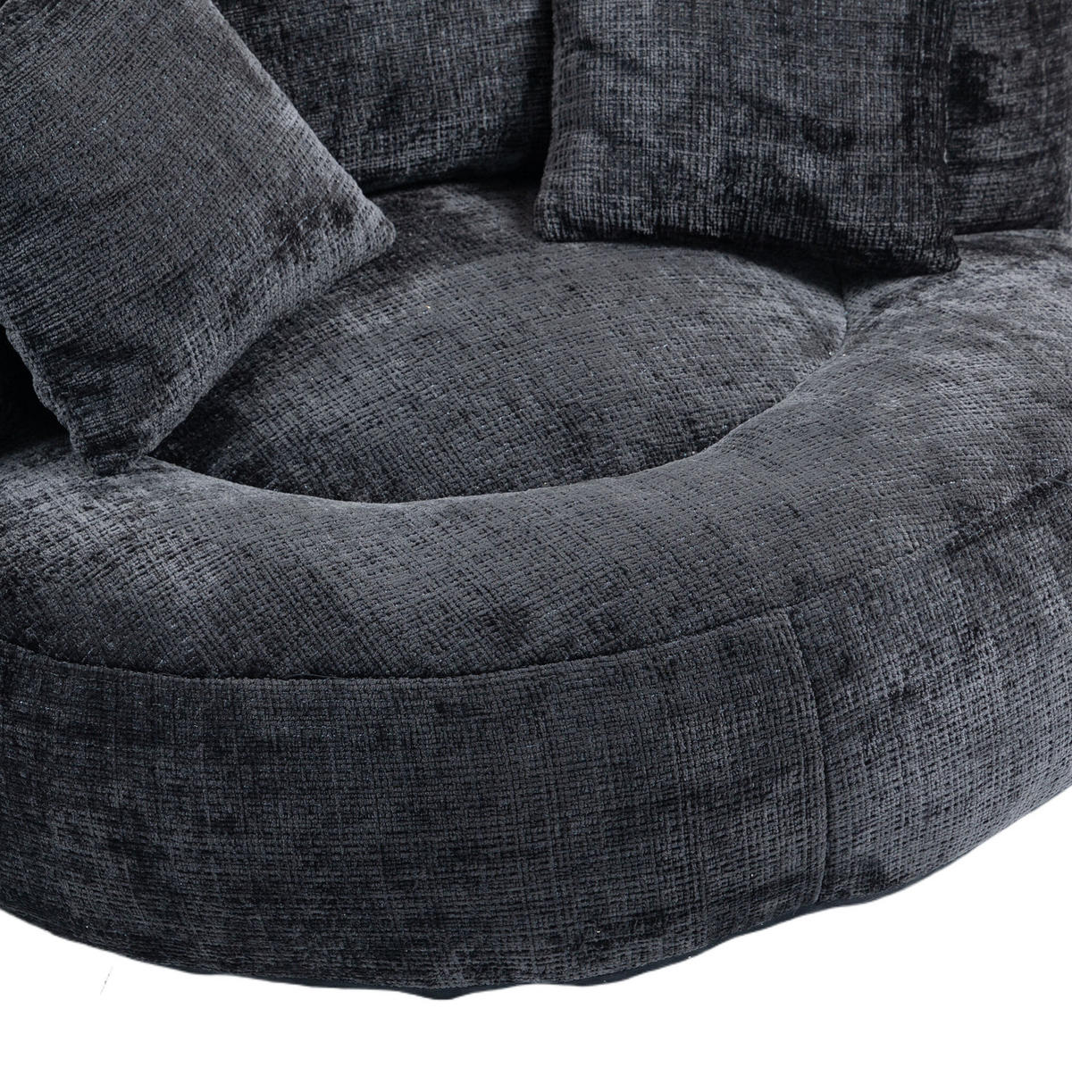 SITZSACK mit Armlehnen 108 x 108 x 52 cm Chenille Black - Schwarz, Kunststoff (108/52/108cm) - Beauniv