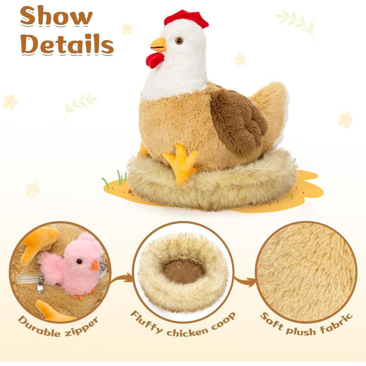 PLÜSCHTIER 7-teiliges Set mit Huhn und Küken 36 cm - Multicolor, Textil (30/36cm)