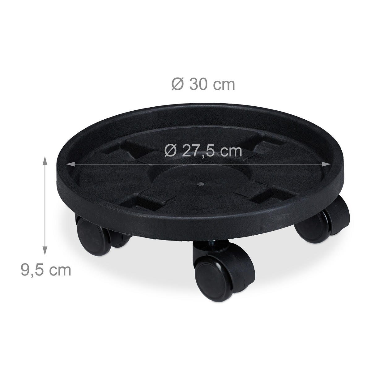 2XPFLANZENROLLER - Schwarz, Kunststoff/Metall (30/9.5/30cm) - Relaxdays