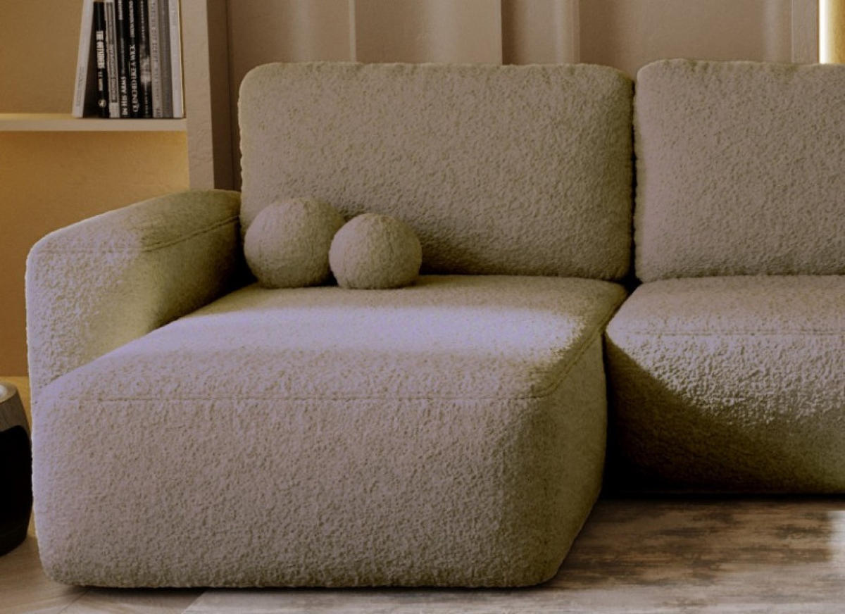 ECKSOFA Dunkelbeige U ILO Mit Bettkasten Und Schlaffunktion - Beige, Textil (374/177cm) - Sepro Meble