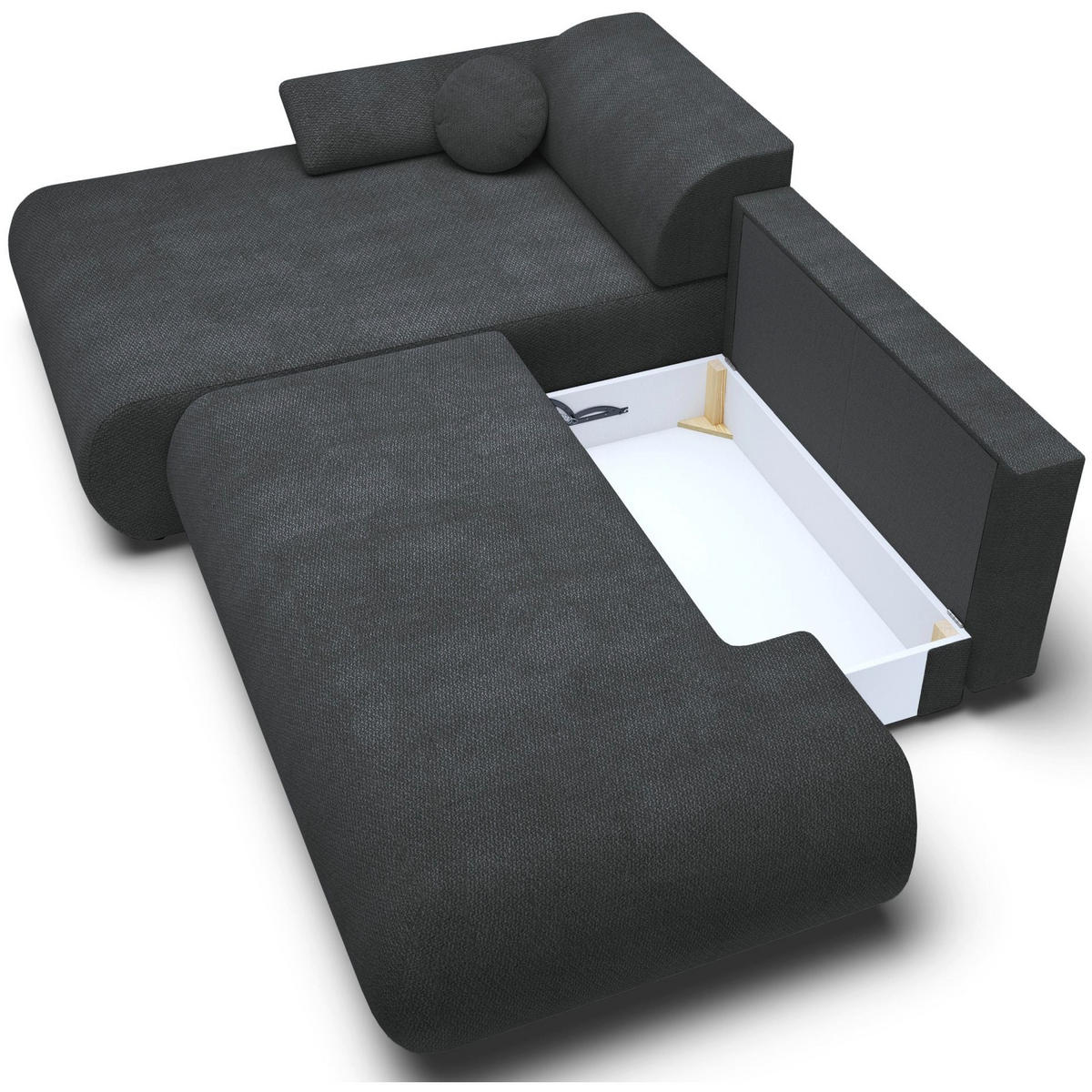 ECKSOFA Armone Graphit Chenille - Schwarz, Kunststoff/Textil (286/173.5cm) - Selsey