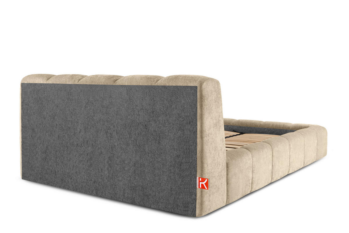 POLSTERBETT OLMIRA - Beige/Schwarz, Holz/Holzwerkstoff (162/203cm) - KONSIMO®