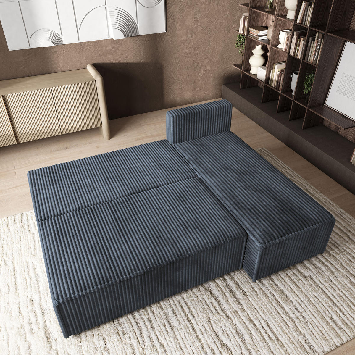 ROHOVÁ SEDAČKA BRISO šedá - šedá, dřevo/textil (200/140cm) - MASSENO