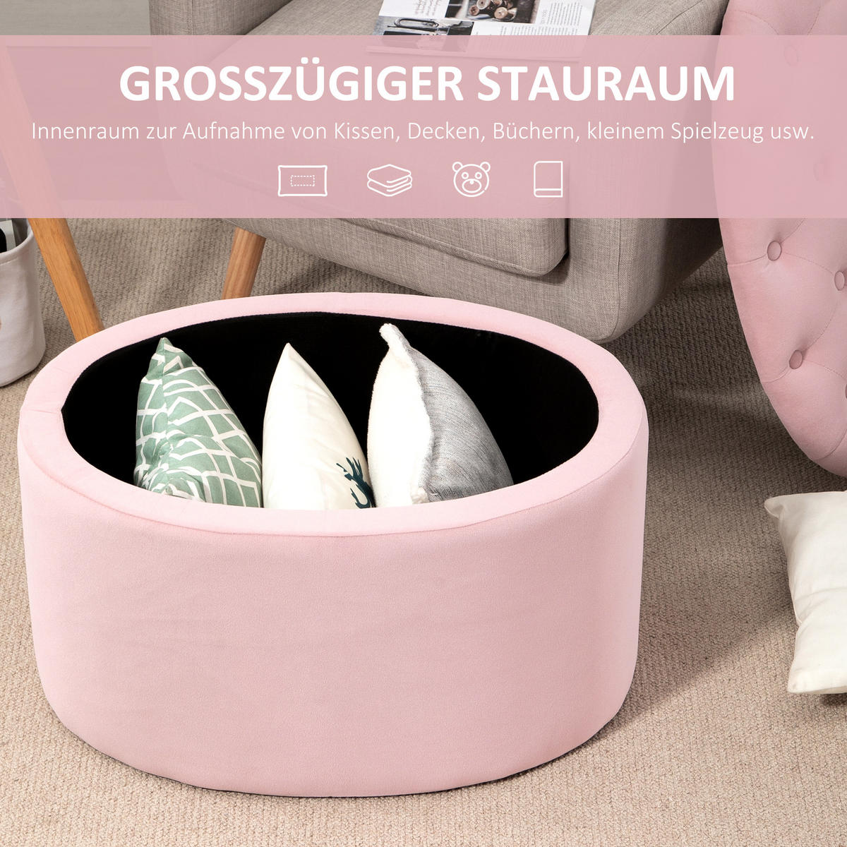 SITZBANK, Polsterbank, Ovale, Rosa - Rosa, Kunststoff (52/42/71cm) - HOMCOM