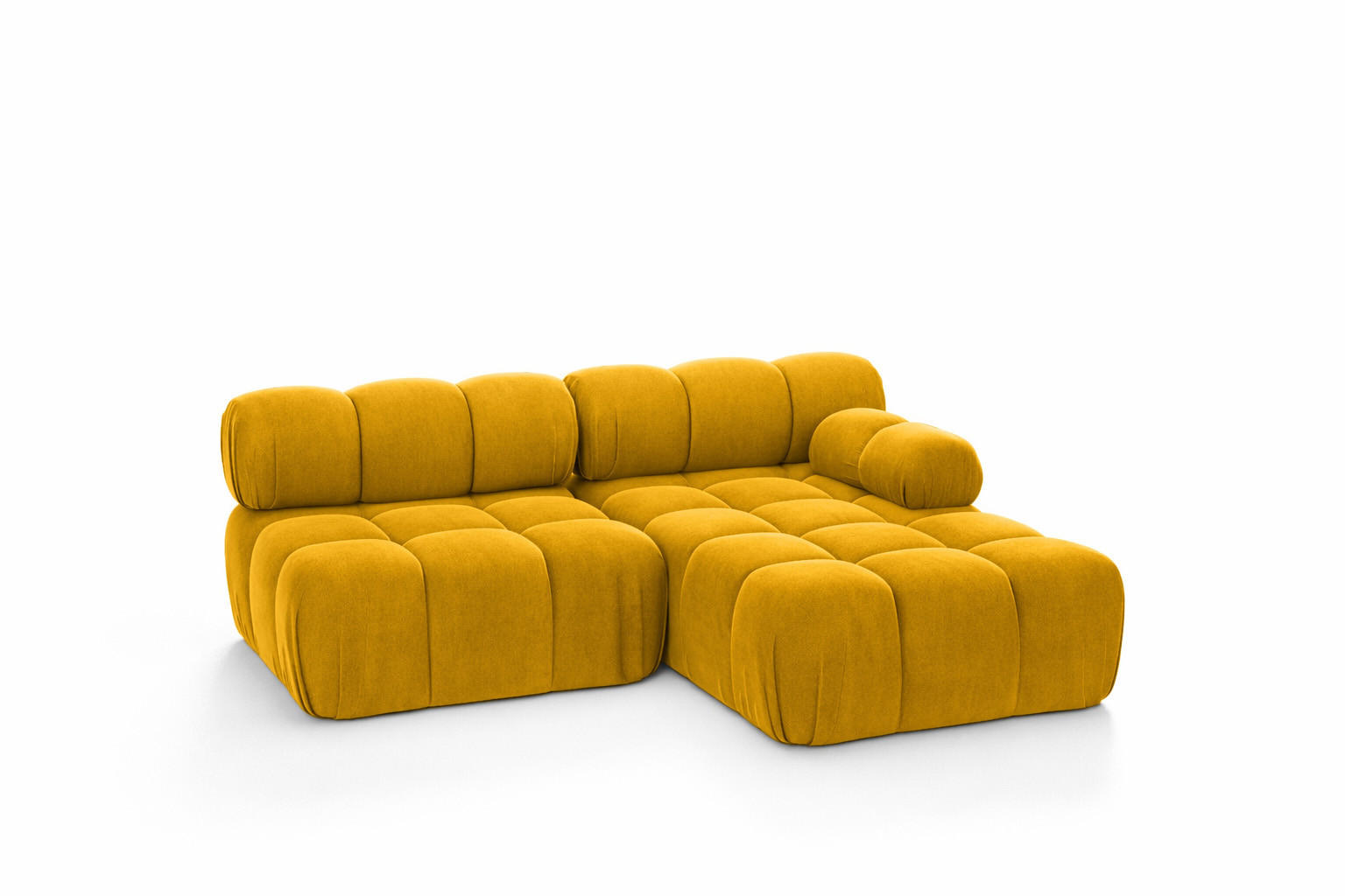 ECKSOFA L-Form Mini II Modular, Veloursstoff Salvador, Gelb, Rechts, Selia - Gelb, Holz (190/160cm) - Kaiser Möbel