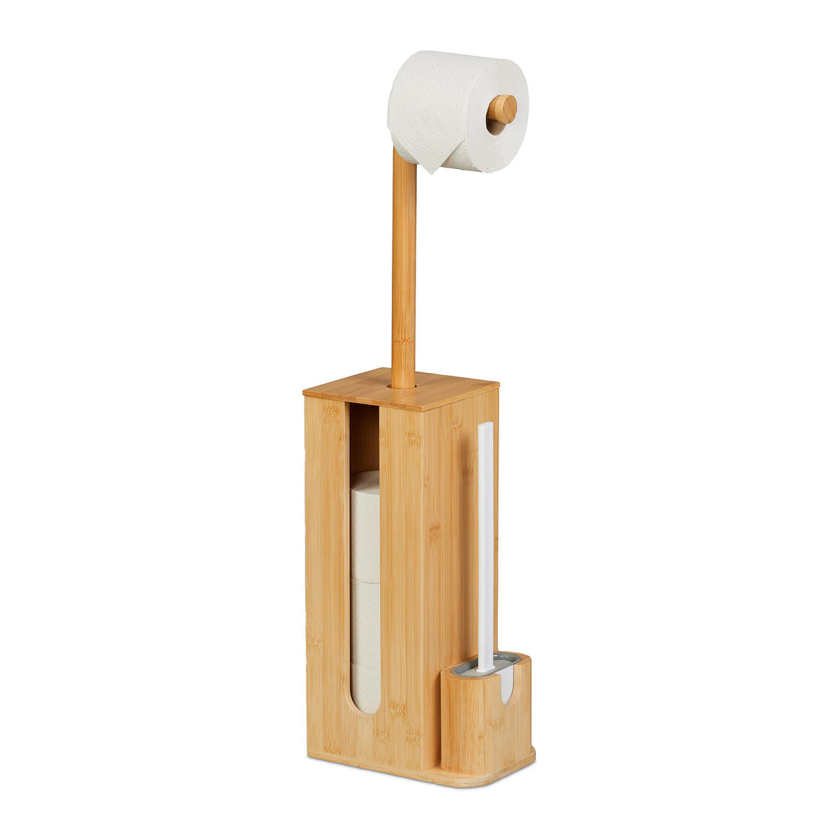 WC-GARNITUR - Hellbraun, Holz/Kunststoff (26/72.5/15cm) - Relaxdays
