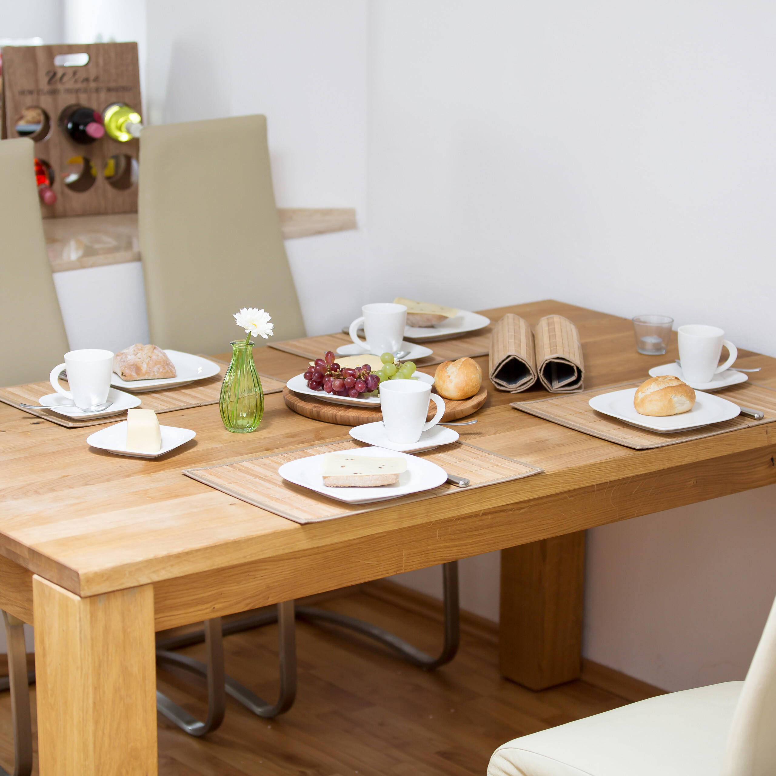 6-tlg.TISCHSET - Hellbraun, Holz/Textil (30/45/0.3cm) - Relaxdays