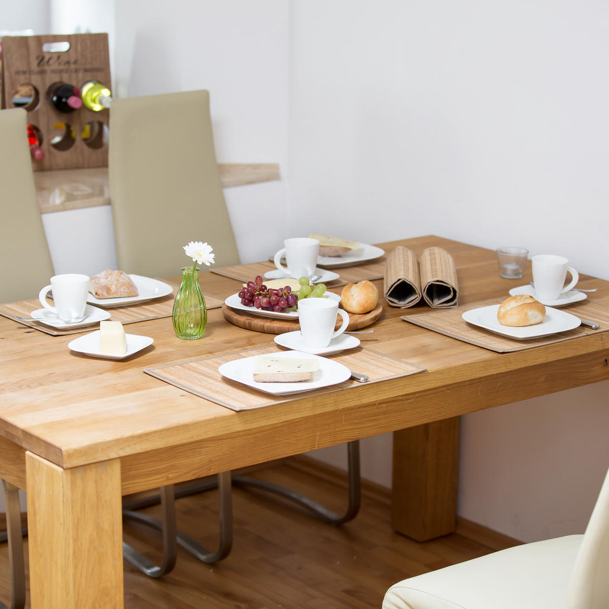 6-tlg.TISCHSET - Hellbraun, Holz/Textil (30/45/0.3cm) - Relaxdays